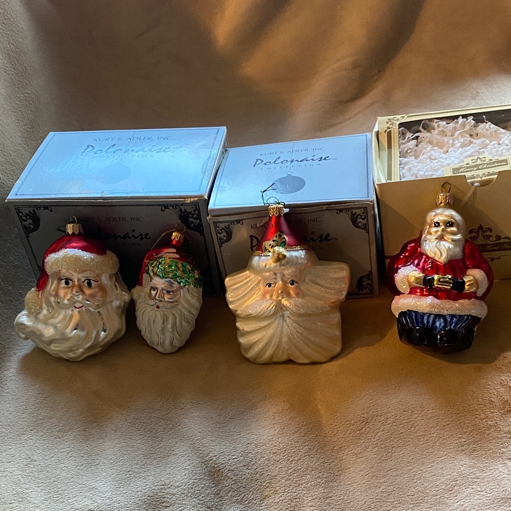 Kirt Adler Santa Claus Ornament Set - Red, White, Gold